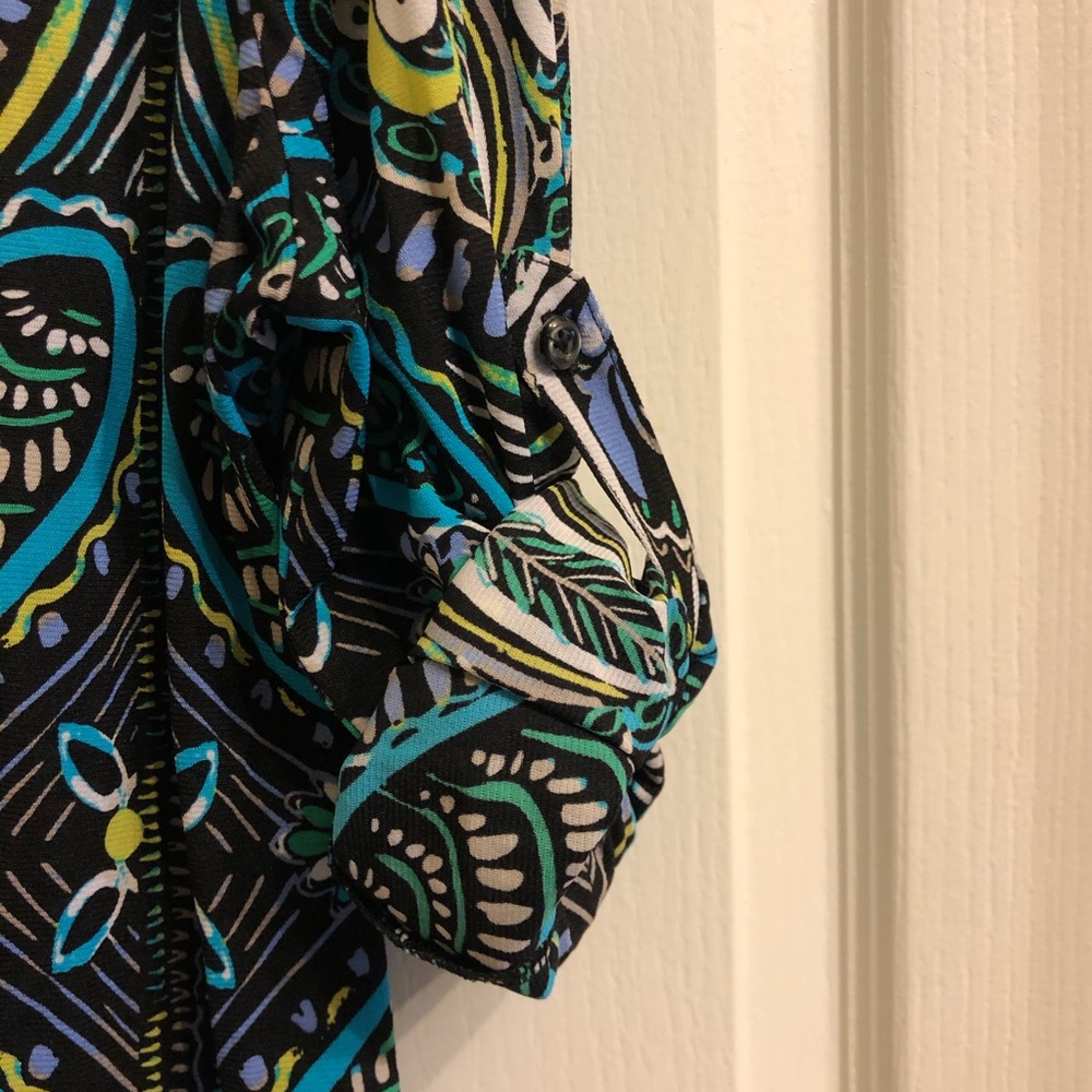 style & co V-neck multicolored button down blouse M - Picture 4 of 5